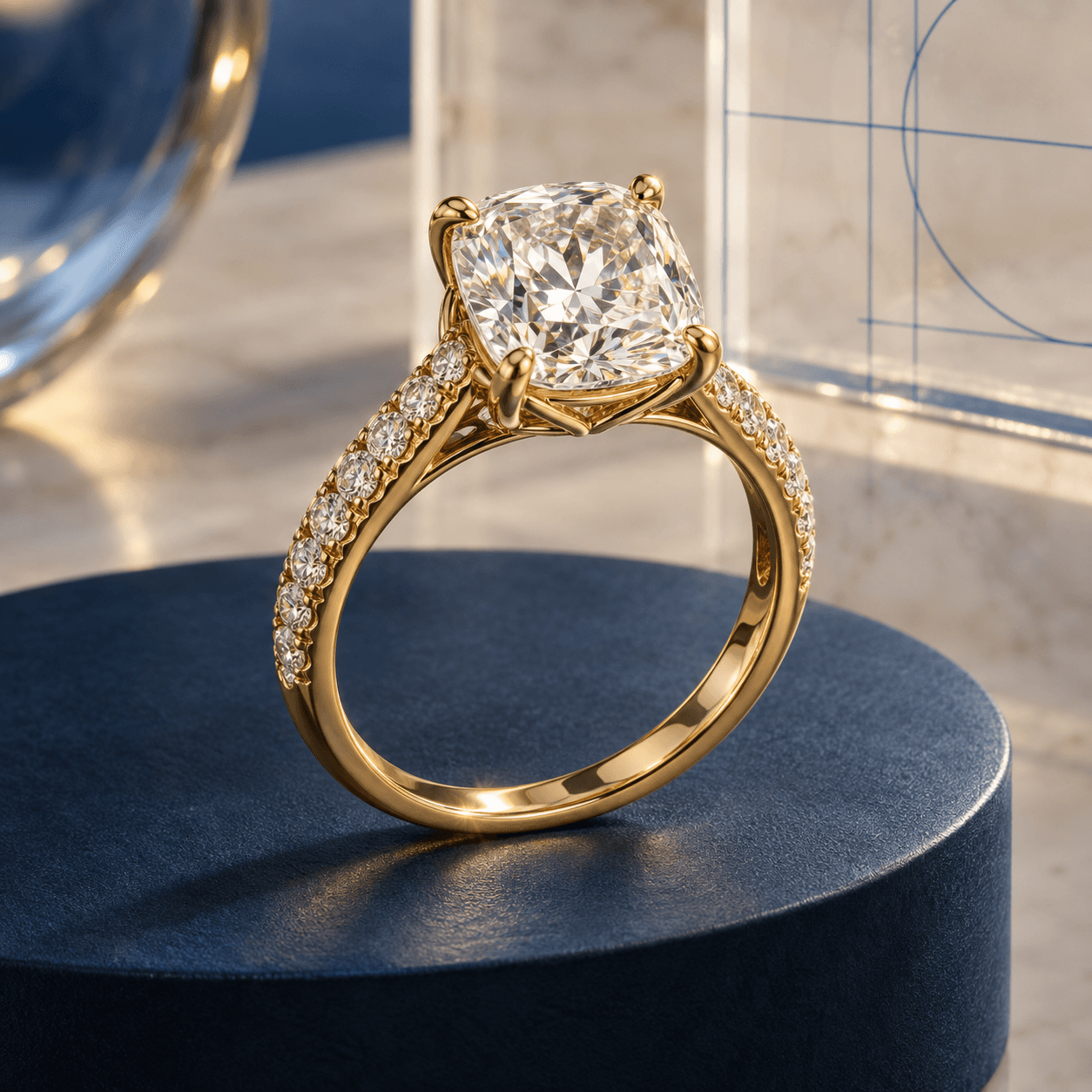 Illustration of a gold gemstone ring as a starting reference
